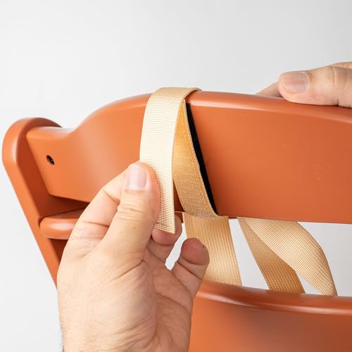 Hochstuhl 5-Punkt Gurtsystem, 1 Set, kompatibel mit Hauck, Stokke Tripp Trapp, Roba, in Beige, Hochstuhlgurt mit 2 x Gurtpolster und 1 x Brustclip, verstellbarer Kinderhochstuhl Sicherheitsgurt