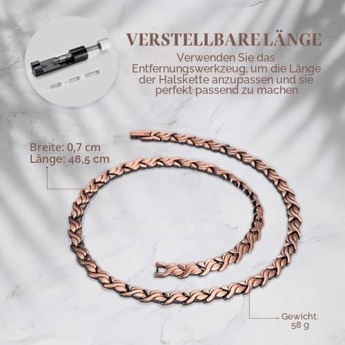 RainSo Elegante Magnetkette aus Massivem Kupfer mit Geschenkbox - Zeitloser Antioxidativer Schmuck, Handgefertigtes Komfortdesign