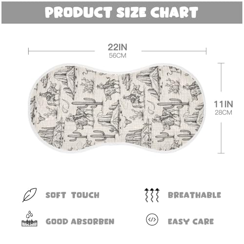 2 Pack Muslin Burp Cloths Western Cowboy Vintage Cotton Baby Burp Cloths Ultra Absorbent Burping Cloth Soft Spit Up Rags for Newborn Boys Girls, Large 22" x 11"2