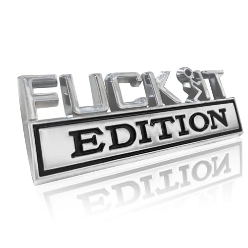 Image of Fuck IT Edition Emblem, Car Exterior Emblems Badge 3D Sticker Decal, Fuck-IT Edition Emblem 3D Fender Badge Decal, 3D Fender Badge Decal Car Truck Replacement, Fit for All Cars (Sliver Black)