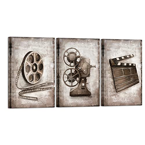 VVOVV Decoración de pared para cine en casa, cine en casa, sala de películas, decoración de sala de medios, lienzo impreso galería envoltura (paneles de 16 x 24 x 3) Cover