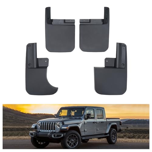 Image of Kiwi Master Mud Flaps for 2020-2026 Jeep Gladiator (Not Fits Rubicon /Mojave), OEM Replacement # 82215611 82215332AB, Heavy Duty Mud Guards, Front & Rear Splash Guards, 4 Pcs Set
