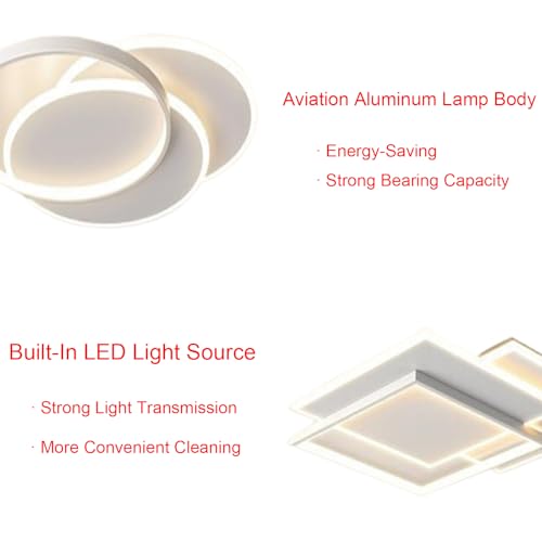 Plafonnier LED Dimmable Carré Moderne à Télécommande pour Salon - 4