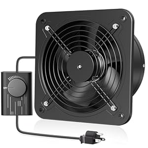 HG Power 10 Inch Exhaust Fan with Speed Controller, 988 CFM Kitchen Exhaust Fan with Damper, Wall Exhaust Fan, Metal Extractor Fan for Window, Attic, Ceiling, Basement, Bathroom Ventilation
