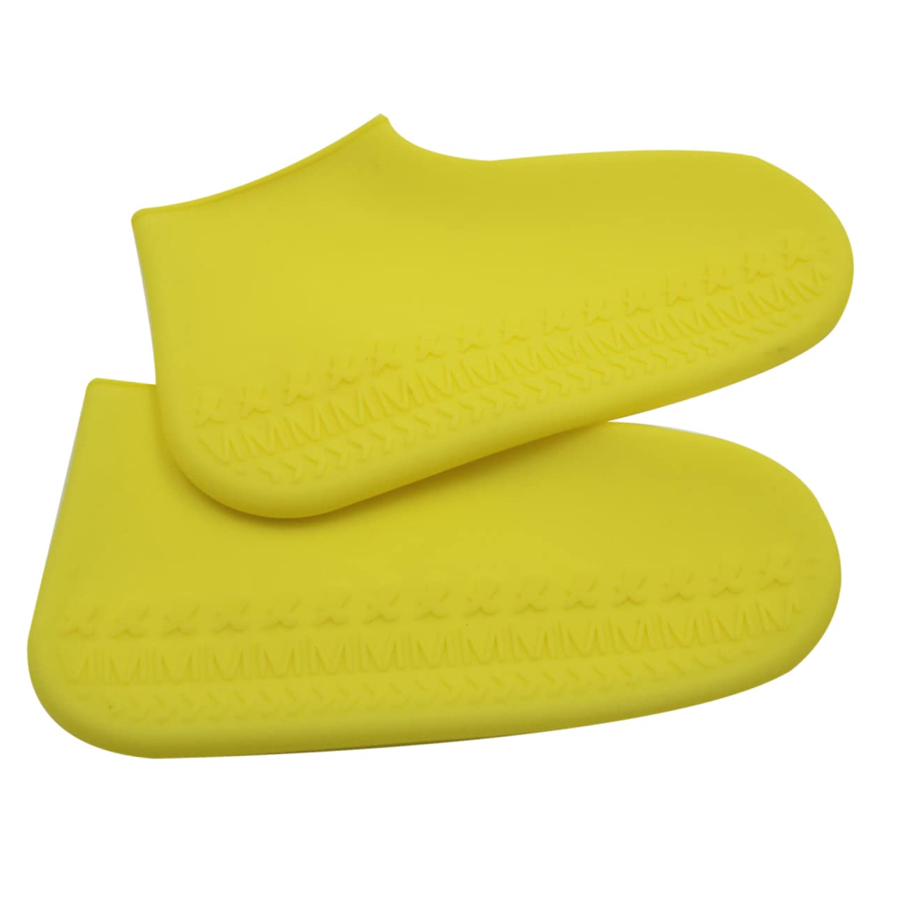 Mikikit 1Pair Unisex Rain Shoes Cover Slip Silicone Protector for Outdoor Activities Yellow Reusable Rainproof Footwear for Hiking Climbing Fishing