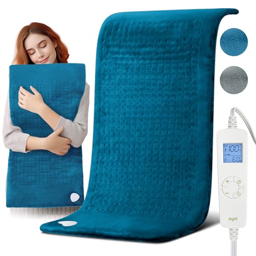 Large Heating Pad for Back Pain Relief 33" x 17" Upgraded Electric Heated Pads Heating Therapy for Cramps, Neck, Shoulder with 6 Temperature Controller auto Shut Off (Blue)