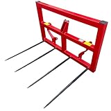 Ballengabel 4 Zinken Euro-Aufnahme Deripunktaufnahme Kat.2 Transportgabel Strohgabel Ballenspieß, 1500kg