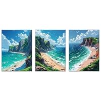 Amazon.co.jp: SHYAMIC 3枚セット 海絵 アート海 自然風景, ビーチ