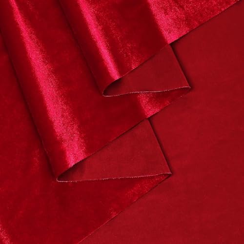 Image of Amazon Brand - Umi 1 Mtr Multi Purpose Velvet Fabric Cloth for Decoration, Trousseau Packing, Party Hall, Bouquet, Gift Packing, Decor, Pooja Room (1 Mtr, Red), Solid