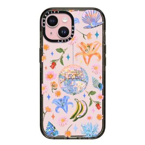 Coque iPhone 15 rigide transparente noire CASETiFY protection militaire contre chutes