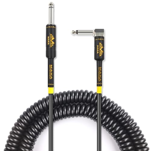 M MAKA Premium Guitar Coil Cable 20 Feet, Instrument Coiled Curly Cord for Guitar Bass, 1/4 inch...