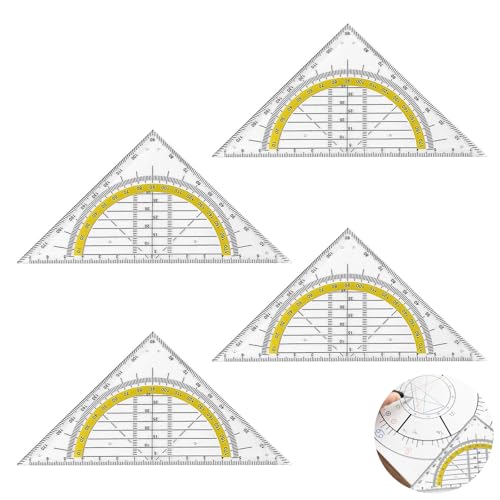 4 Stück Geodreieck Grundschule Geodreieck Klein Bruchsicher Und Transparent GeodreieckAus Kunststoff Für Schule Und Büro (15 Cm)