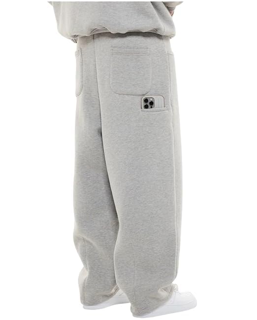 Men's 320 GSM Heavyweight Baggy Track Pants | Oversized Fleece Joggers | Relaxed Fit Sweatpants with Deep Side Pockets | Winter Casual Lounge Wear-picture-30