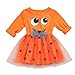 Vestido Princesa para Niñas Halloween de Manga Larga Dibujos Animados Malla con Estampado Vestido de Fiesta Otoño Inviern Lindo Mini Vestido Niños Ropa riou