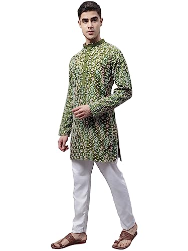 Image of Jompers Men's Cotton Embroidered Straight Kurta Pyjama Set