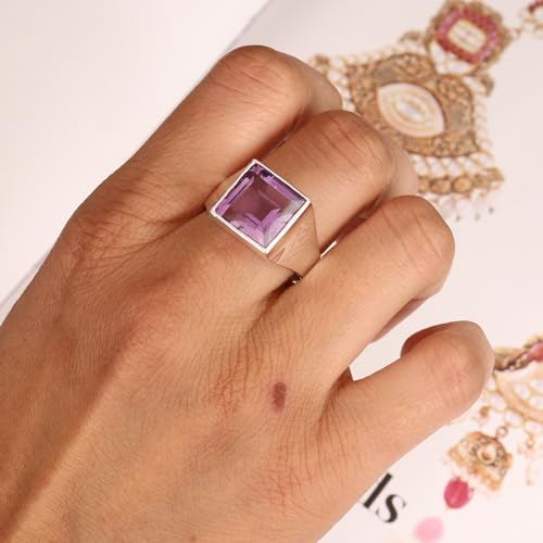 Bague améthyste homme argent 925 véritable anneau violet - 4
