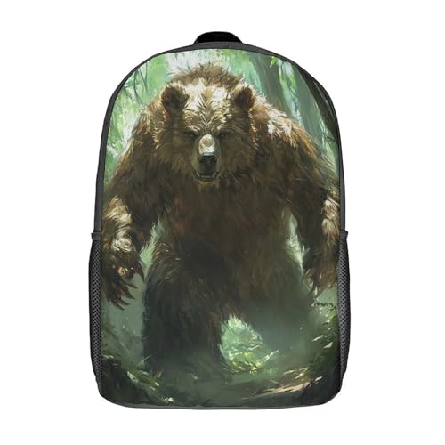 Sac à dos imprimé 3D ours de la forêt avec grand volume