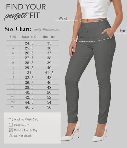 Image of Hybrid & Company Women's Work Chino Pants | Super comfy stretch fabric, flat front design, tailored fit, suitable for office, work, casual wear, and everyday comfort