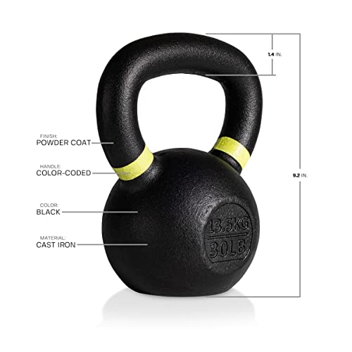 Tru Grit Fitness – Cast Iron Kettlebells – 30Lb – Easy Grip Handle – Powder Coated - Home Gym Or Office Strength Training Equipment #TOP2