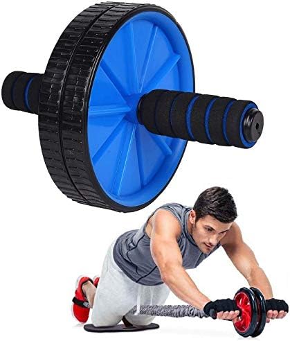 SPIRITEDAnti Skid Double Wheel AB Roller Portable Exerciser with Knee Mat for Abdominal Stomach Total Body Workout Back Exercise Fat Loss Home Gym Equipment Fitness Body Toner Color May Vary