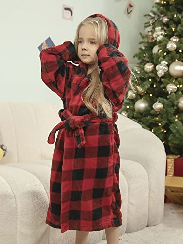 Verabella Boys Girls' Fleece Printed Hooded Cover Up,Plaid,Xl #TOP3