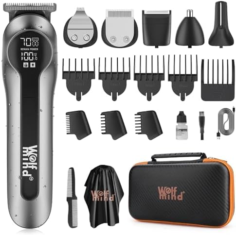 Wolf Mind 14-in-1 Beard Trimmer for Men, Hair Clippers & Electric...