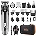 Wolf Mind 14-in-1 Beard Trimmer for Men, Hair Clippers & Electric Shaver with Nose Trimmer, Dual-Speed Motor, LED Display, 90min USB Type-C Rechargeable Grooming Kit for Face & Body – Black + Gray