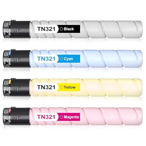 Image of iPROSPECT TN321 TN-321 Compatible Toner Cartridge High Yield Work with Konica Minolta BizHub C364e C284 C224e C7822e C7828e (4-Pack, BK C M Y)