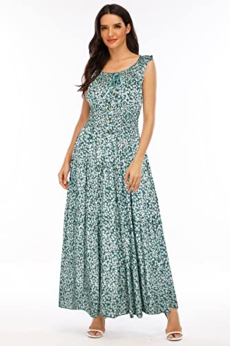 Image of OSTOO Women's 2026 Summer Boho Floral Print Tiered Casual Flowy Long Maxi Dress