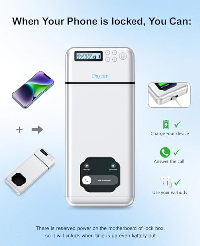 Dayear Phone Lock Box, Safe Timed Lock Box for iPhone/Android, phone prison with Timer, Phone Jail Help Kids/Adults Self-Control/Silver - Image 3