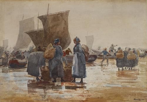 Pêcheurs sur la plage de Cullercoats de Winslow Homer : toile nordique