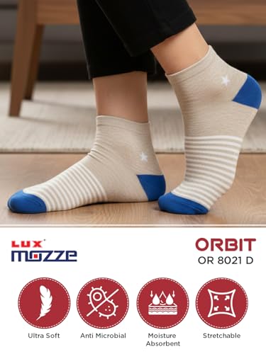 Image of Orbit Ankle Length Socks for Men |Made With Durable & Breathable Cotton | Ideal for Gym, Running, Office | 3 Pair -Multicolor
