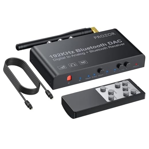 PROZOR DAC omvandlare 192 KHz Bluetooth V5.0-mottagare Toslink koaxial SPDIF optisk ingång RCA 3,5 mm utgång med volym justerbar digital till analog ljudomvandlare