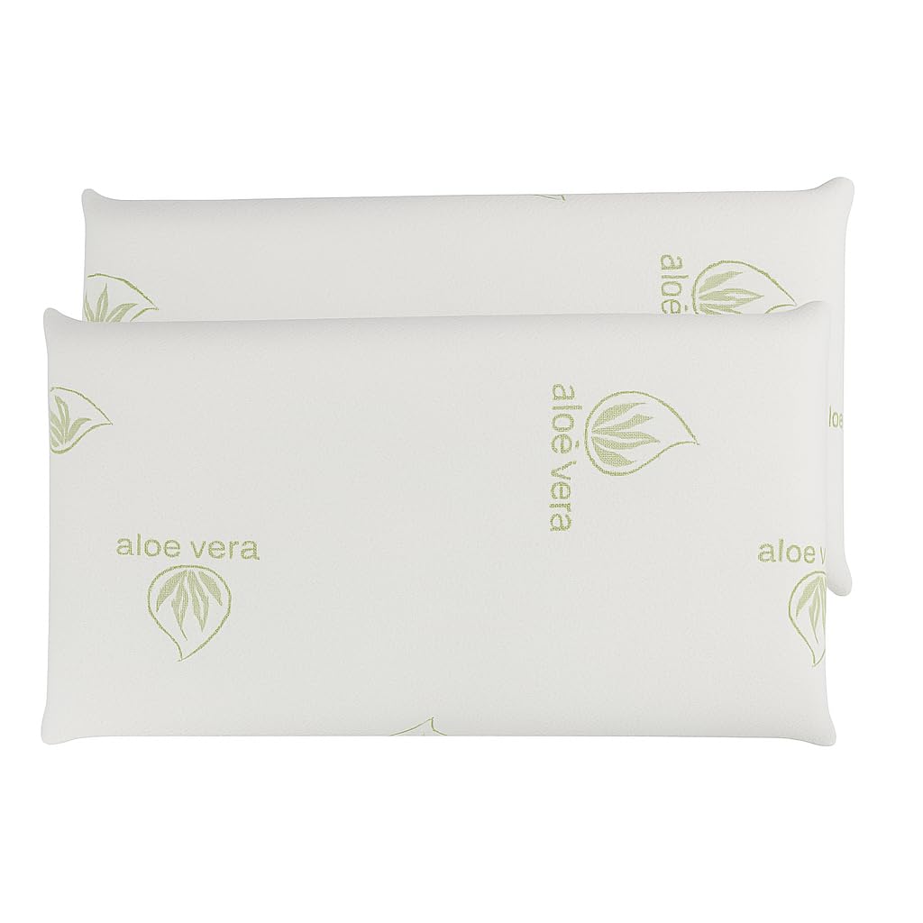 Aznar Pack 2 Almohadas Viscoelásticas Copos Aloe Vera Altura 15 Cm Firmeza Media Transpirable Antibacteriana Descanso Cervical Cómodo Funda Cremallera Tejido Suave Ergonómica Postura Natural 90 cm