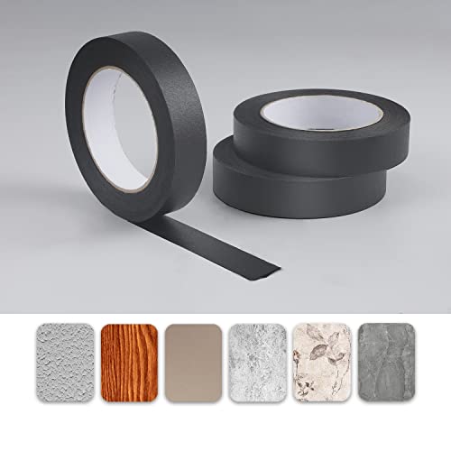 Lichamp 3 Pack Black Painters Tape 1 Inch, Black Masking Tape 1 Inch X 55 Yards X 3 Rolls (165 Total Yards) #TOP4