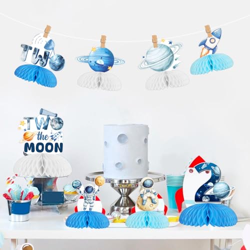Centros de mesa de segundo cumpleaños espacial para niño kit de 8 piezas 2