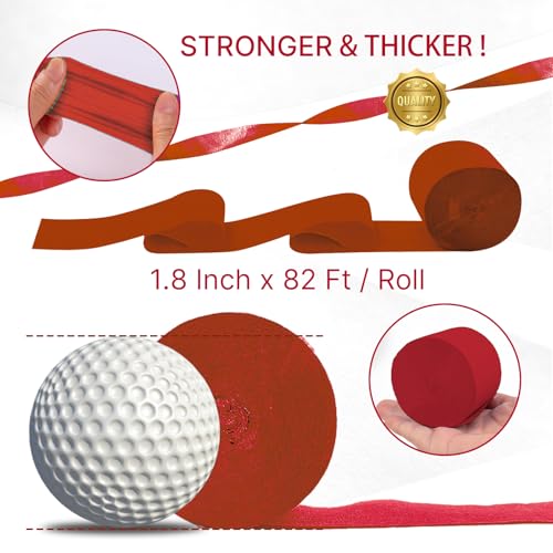 PartyWoo Burgundy Red Crepe Paper Streamers 8pcs 656 ft Pack of Hot Pink Maroon Magenta Crepe Paper Sheets for Wedding Bachelorette Birthday Baby Shower Engagement Graduation Party Decorations - Thumbnail 6