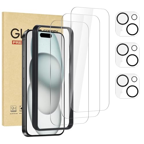 Film protecteur d'écran iPhone 15 Plus et objectif lot de 3