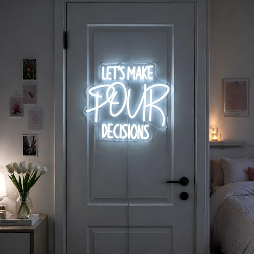Image of White Neon Sign Led Neon Lights Signs for Wall Decor USB Powered Led Signs for Room Decoration-Let's Make Pour Decisions