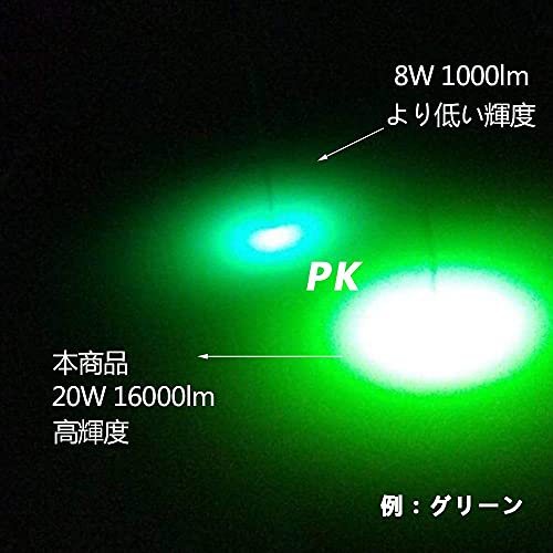 集魚灯 led水中集魚灯 集魚ライト 20W 12v 24v兼用 高光度120LEDs搭載 6M電源コード 収納ポーチ付 グリーン 8枚目