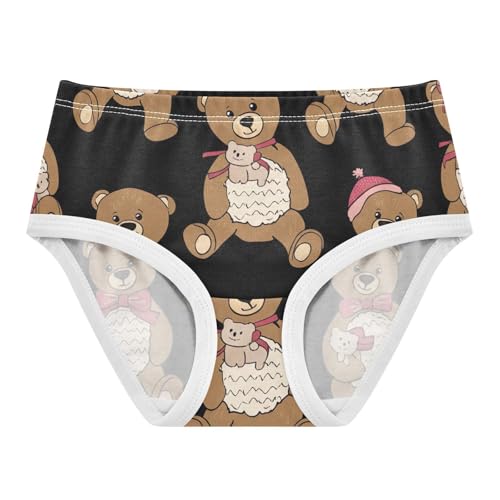 Toddler Girl Panties, Cute Teddy Bears Black Cotton Underwear Girls, 2T–8 Years