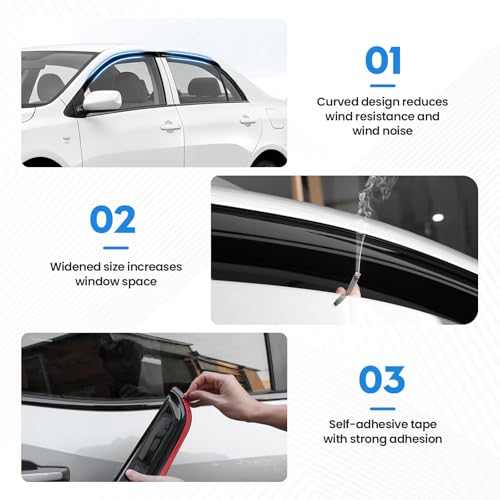 Image of Corolla Rain Guards - Window Visors for Toyota Corolla 2009-2013, Out-Channel Side Window Rain Guards for Corolla Accessories, 4PCS, Black, Car Accessories