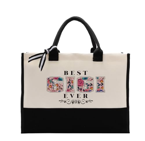 Cotton Canvas Tote Bag for Women - Best Gigi Ever Gift for Birthday, Mother's Day, Travel, and Beach