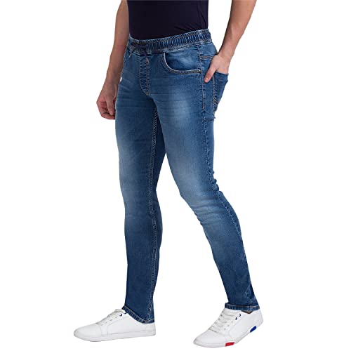 Image of Parx Men's Flat Front Jogger Fit Dark Blue Jeans