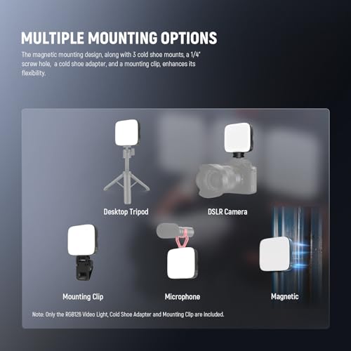Image of NEEWER Entry Level Version Magnetic RGB Camera Light, 126 LEDs Clip on Portable Small Panel Lighting, 2000mAh 3000-9000K CRI80+ 10 Effects 3 Cold Shoes 1 /4 inch for Tripod Video Recording Selfie, RGB126