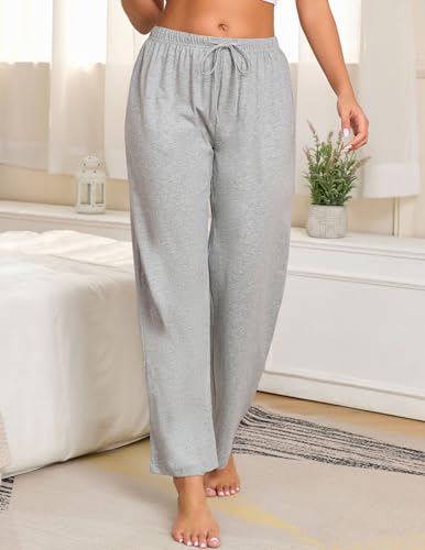 Image of Veseacky Women 100% Cotton Pajama Bottoms Comfy Soft Lounge Sleep Pants Drawstring Sleepwear 3 Pack S-XXL