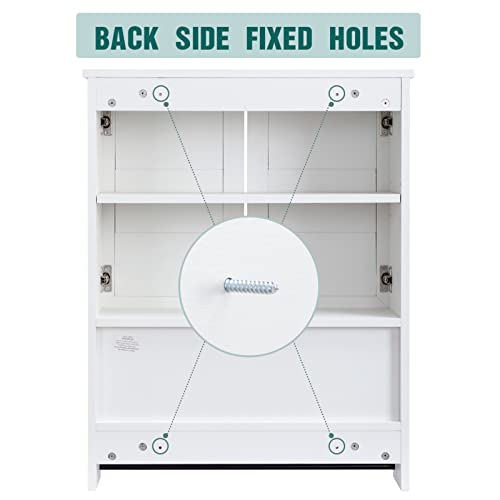 Alimorden Wood Wall Storage Cabinet With Double Shutter Doors, White Bathroom Medicine Cabinet With Towel Bar, White #TOP7