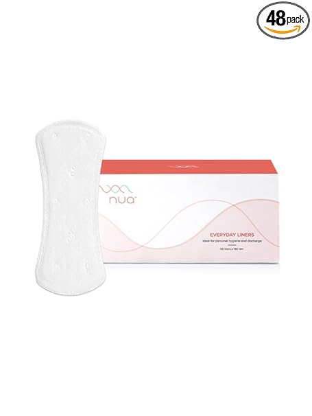 Nua Everyday Panty Liners (Pack of 48) || Super Thin (1mm) Panty Liners |Rash-Free and Toxin-Free |Soft Comfortable Top Layer || Curvy Design || Unscented || Protection Against Leakage and Discharge