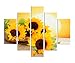 5 Panel Rolled Sunrise Landscape Oil Painting Modern sunflower Picture Canvas Prints for Living Room Décor No Frame size:20x40cm x2,20x60cm x2,20x80cm x1