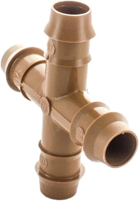 Netafim 17mm Techline Insert Cross - Drip Irrigation Barbed Cross Connector (25 PCS) | Compatible with 1/2" Drip Line Tubing | Easy Install | Precision Garden Watering (32500-006340)